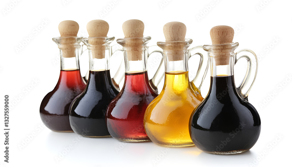 Delicious balsamic vinegar on white background, set Delicious balsamic vinegar on white background, set