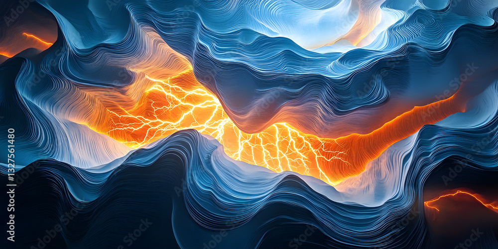 Obraz premium Abstract Art Image, Electrifying Lava Design, Modern Abstract Artwork, Vibrant Colors, Nature Inspired Digital Art