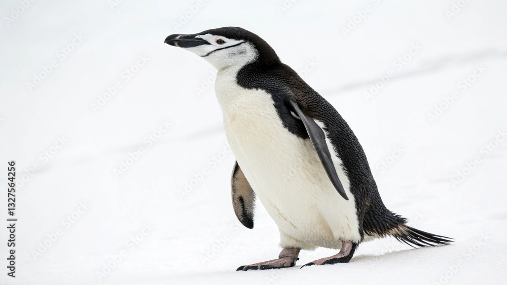 Obraz premium Chinstrap Penguin in full view on white studio background