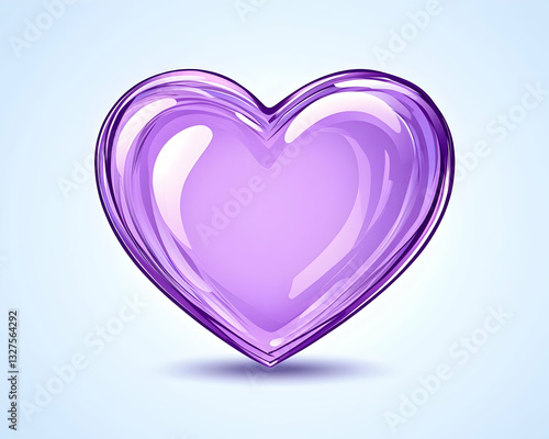 Purple heart shape, glossy and smooth