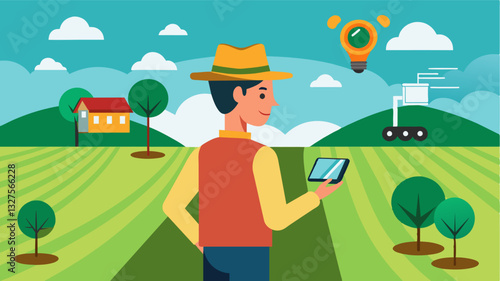 Through digital field mapping farmers can identify areas of their fields that may require additional fertilizer or irrigation leading to more efficient use of resources.. Vector illustration