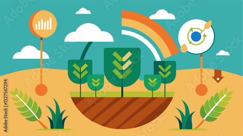 The AI program can also provide suggestions for cover crops to improve soil health and prevent erosion during the rotation cycle.. Vector illustration