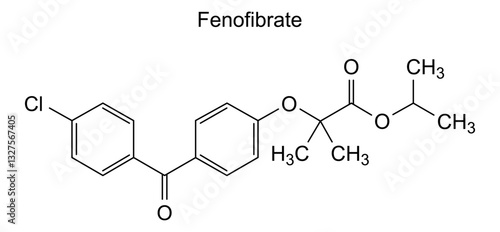 Chemical structure of fenofibrate, drug substance