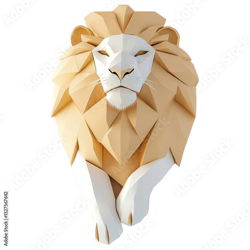 Low Poly Lion Head Illustration with Light Background