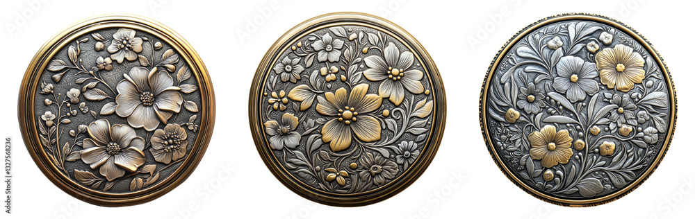 Floral Design Medallions on Transparent Background for Decorative Use Floral Design Medallions on Transparent Background for Decorative Use