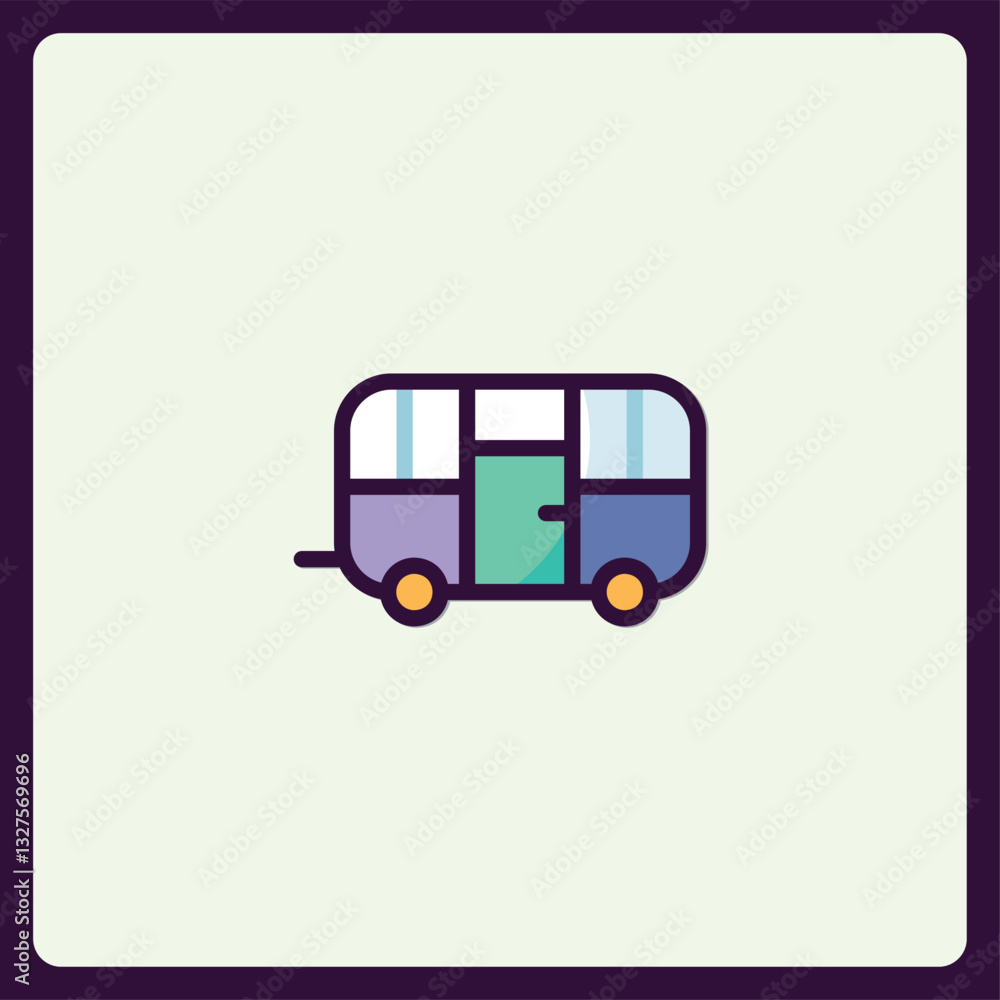 Minimalist Retro Caravan Icon for Travel and Outdoor Adventure Concepts Minimalist Retro Caravan Icon for Travel and Outdoor Adventure Concepts