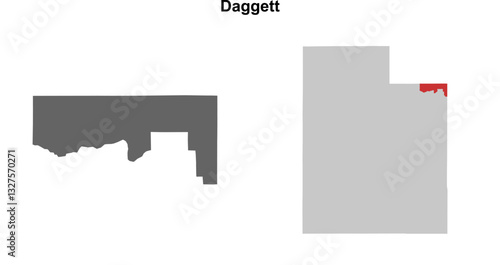 Daggett County (Utah) blank outline map set