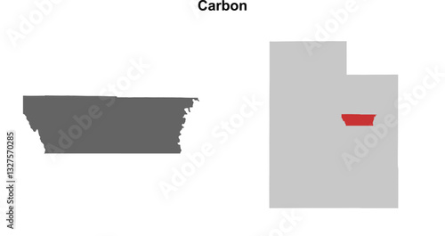 Carbon County (Utah) blank outline map set