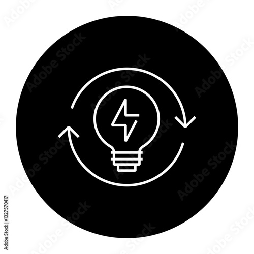 Light bulb with a circular energy icon representing sustainability, renewable energy, eco-friendly solutions, and green technology