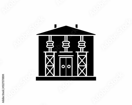 creative details electric substation icon vector illustration 