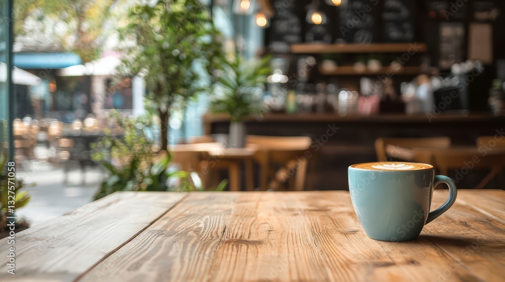Coffee Cup Serenity: A serene, inviting cafe setting with a steaming coffee cup gracing a rustic wooden table. Sunlight streams in, illuminating the cozy atmosphere. Coffee Cup Serenity: A serene, inviting cafe setting with a steaming coffee cup gracing a rustic wooden table. Sunlight streams in, illuminating the cozy atmosphere.