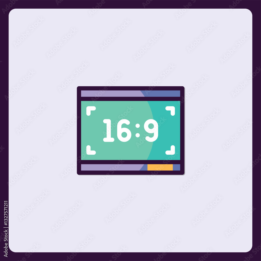 Modern 16:9 Aspect Ratio Icon for Display Settings and Media Design Modern 16:9 Aspect Ratio Icon for Display Settings and Media Design
