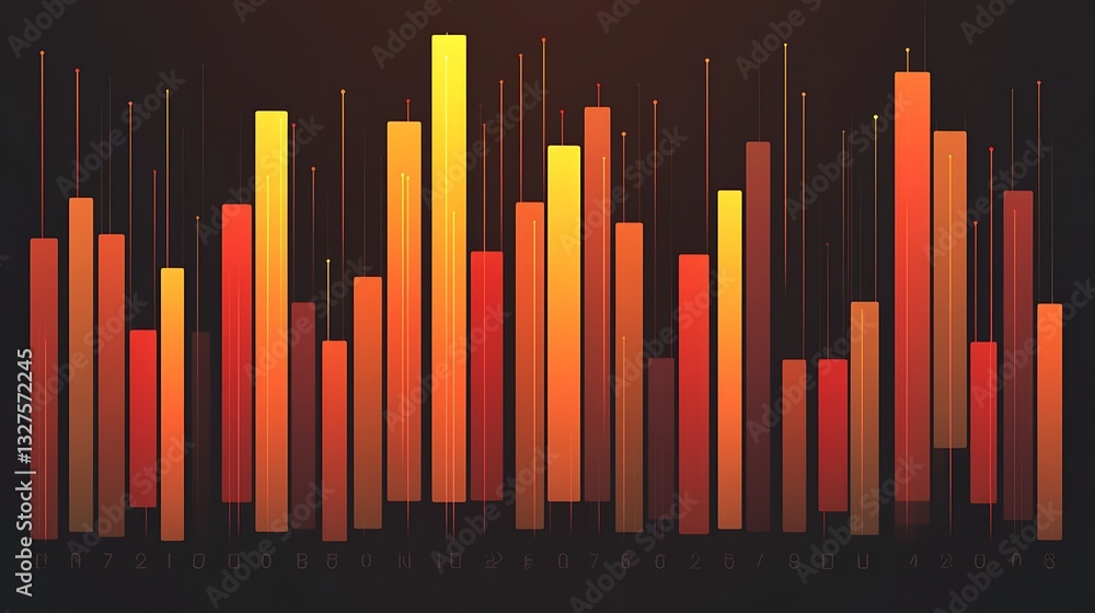 Data bars visualization against a dark orange gradient Data bars visualization against a dark orange gradient