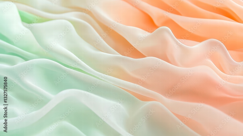 Obraz premium Ethereal Fabric: Soft, flowing fabric in gradient hues, creating a sense of gentle movement and texture.