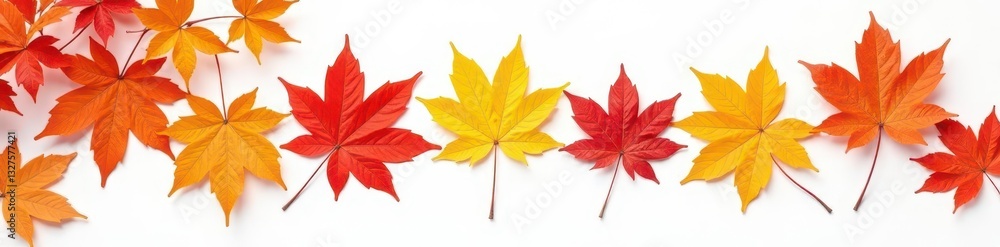 Crisp autumn maple leaves, various shades, clean white backdrop , fall leaves, orange leaves, image Crisp autumn maple leaves, various shades, clean white backdrop , fall leaves, orange leaves, image