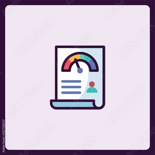 Colorful performance report with a gauge indicator and person silhouette icon