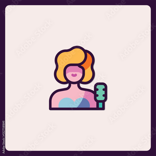 Charming vintage singer icon, music event, cabaret performance depiction