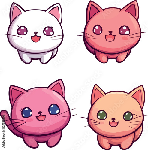 set of drawings of  cute cats