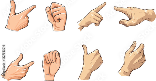 set of cartoon hand gestures