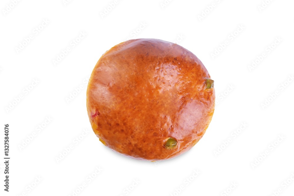 Fototapeta premium Candied fruit sweet bun on a white isolated background