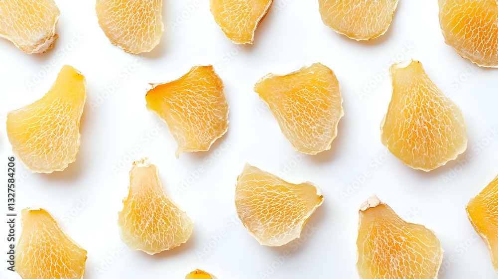 dehydrated ginger slice on white background dehydrated ginger slice on white background