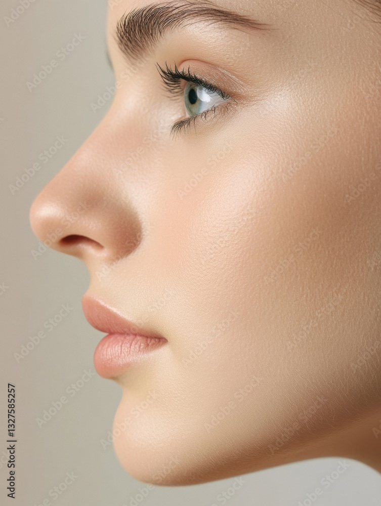 Rhinoplasty transformation displayed in a side profile comparison showcasing soft beauty lighting in Saint Petersburg Generative AI Rhinoplasty transformation displayed in a side profile comparison showcasing soft beauty lighting in Saint Petersburg Generative AI
