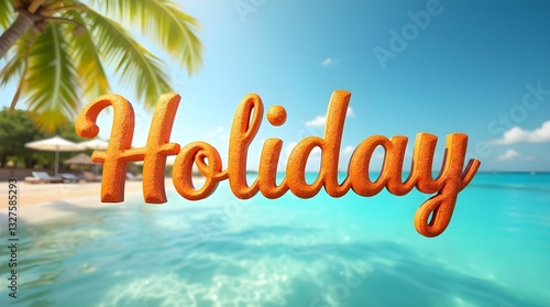 Tropical Holiday Lettering on Beach