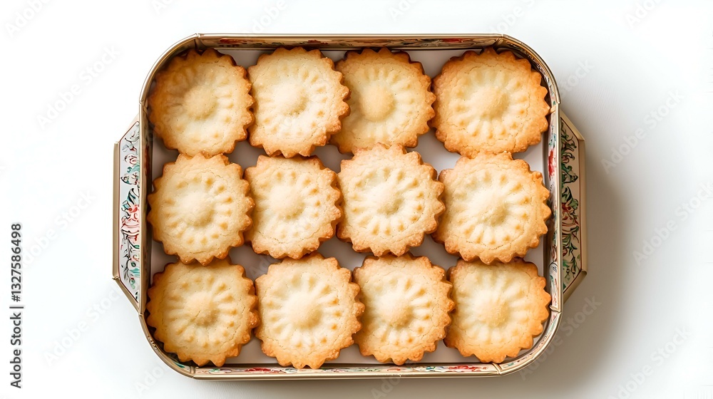 An overhead photo of Danish butter cookies An overhead photo of Danish butter cookies