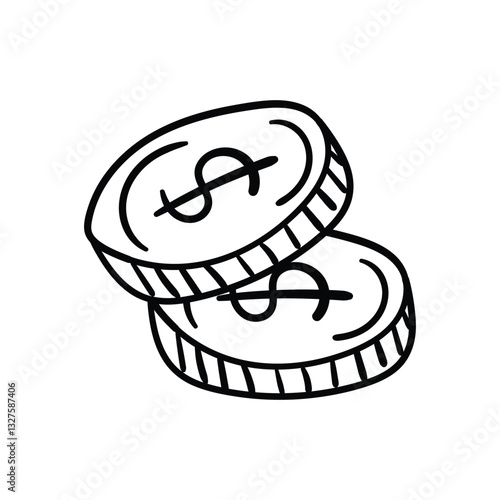 Coins hand draw doodle  Vector icon