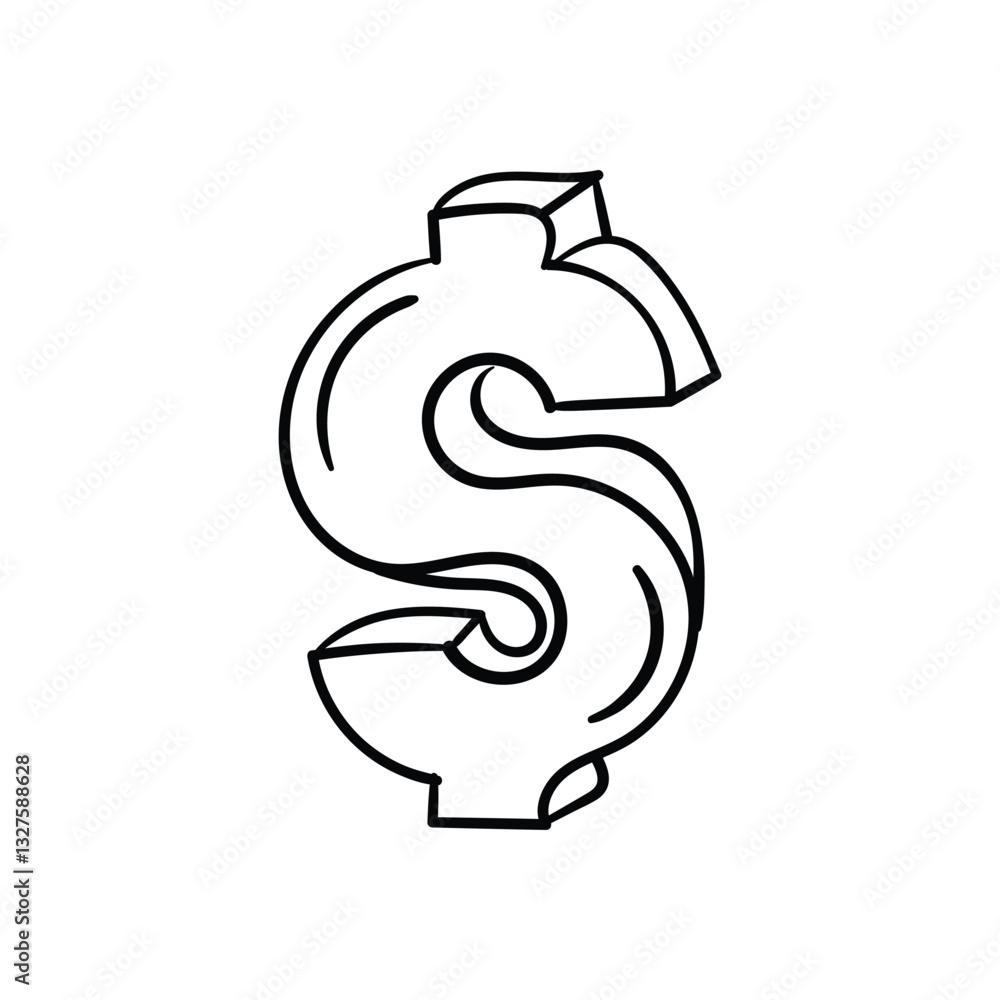 Dollar Symbol hand draw doodle Vector icon Dollar Symbol hand draw doodle Vector icon
