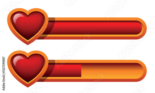 Health point bar. Design elements for video games. Vector clipart