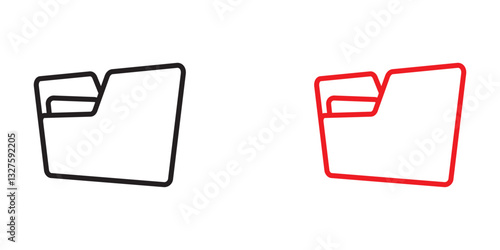 File folder icon set. Documents for computer. File folders with data in flat style. Mail symbol, Computer file folder symbol in flat style, Business document folder icon. Vector