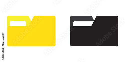 File folder icon set. Documents for computer. File folders with data in flat style. Mail symbol, Computer file folder symbol in flat style, Business document folder icon. Vector