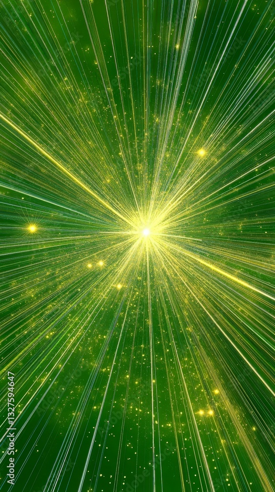 Obraz premium Abstract Green Light Burst - A Stunning Visual Display of Cosmic Energy