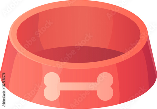 Vector illustration of pet food bowl in cartoon style. Suitable for pet care, feeding time, and animal-related designs. Isolated on white background.