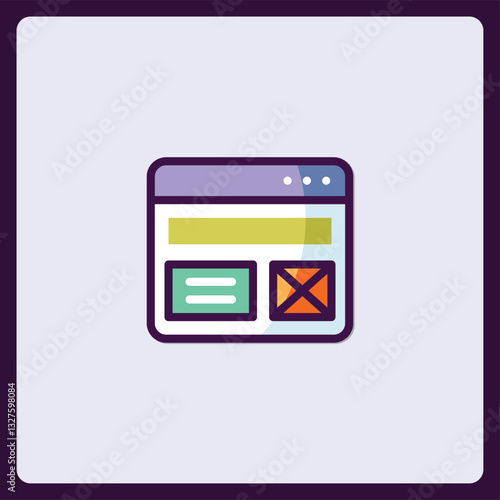 Minimalist website window icon with navigation and close controls illustration