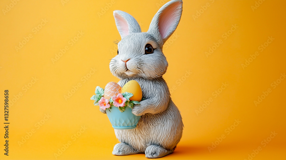 Easter Bunny isolated on orange background