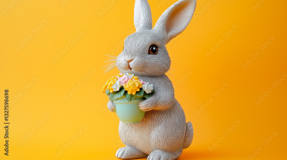 Easter Bunny isolated on orange background