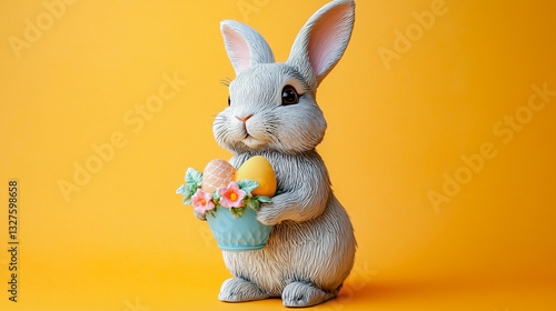 Obraz na płótnie Easter Bunny isolated on orange background w salonie