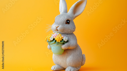 Obraz na płótnie Easter Bunny isolated on orange background w salonie