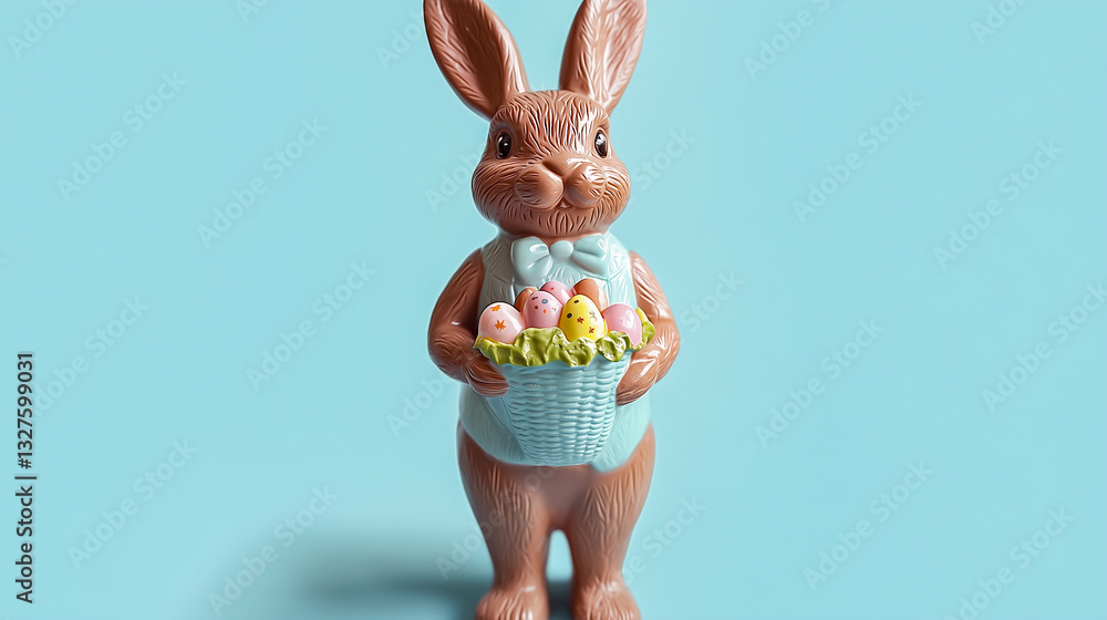 Luxurious arrangement of chocolate Easter eggs and bunnies.