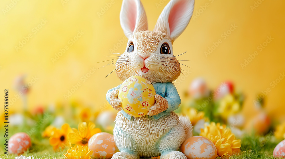 Easter Bunny isolated on orange background