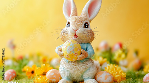 Obraz na płótnie Easter Bunny isolated on orange background w salonie