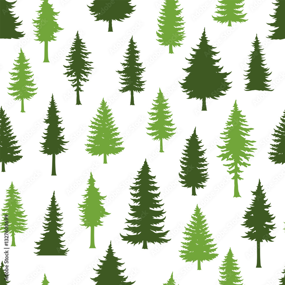 Pattern of evergreen trees on a white background Pattern of evergreen trees on a white background