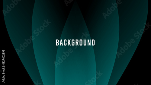 Black and azure green abstract background with abstract geometric pattern, tulip petals shape	