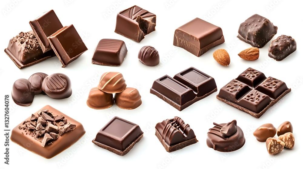 Set with different kinds of delicious chocolate