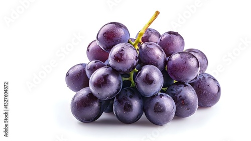 Ripe juicy purple grape cluster isolated