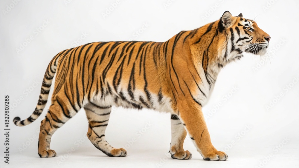 Obraz premium Indochinese Tiger in full view on white studio background