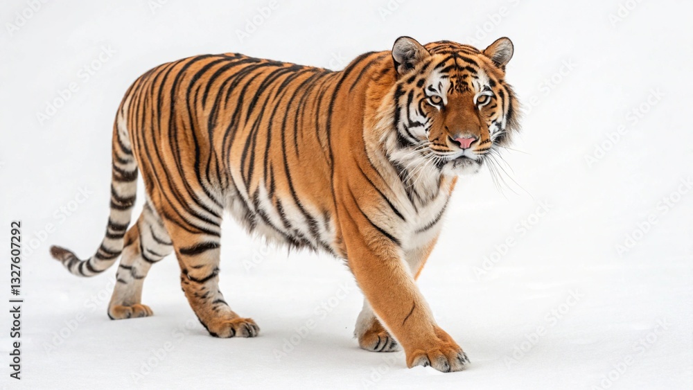 Obraz premium Indochinese Tiger in full view on white studio background