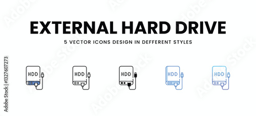 External Hard Drive vector icons set stock illustration